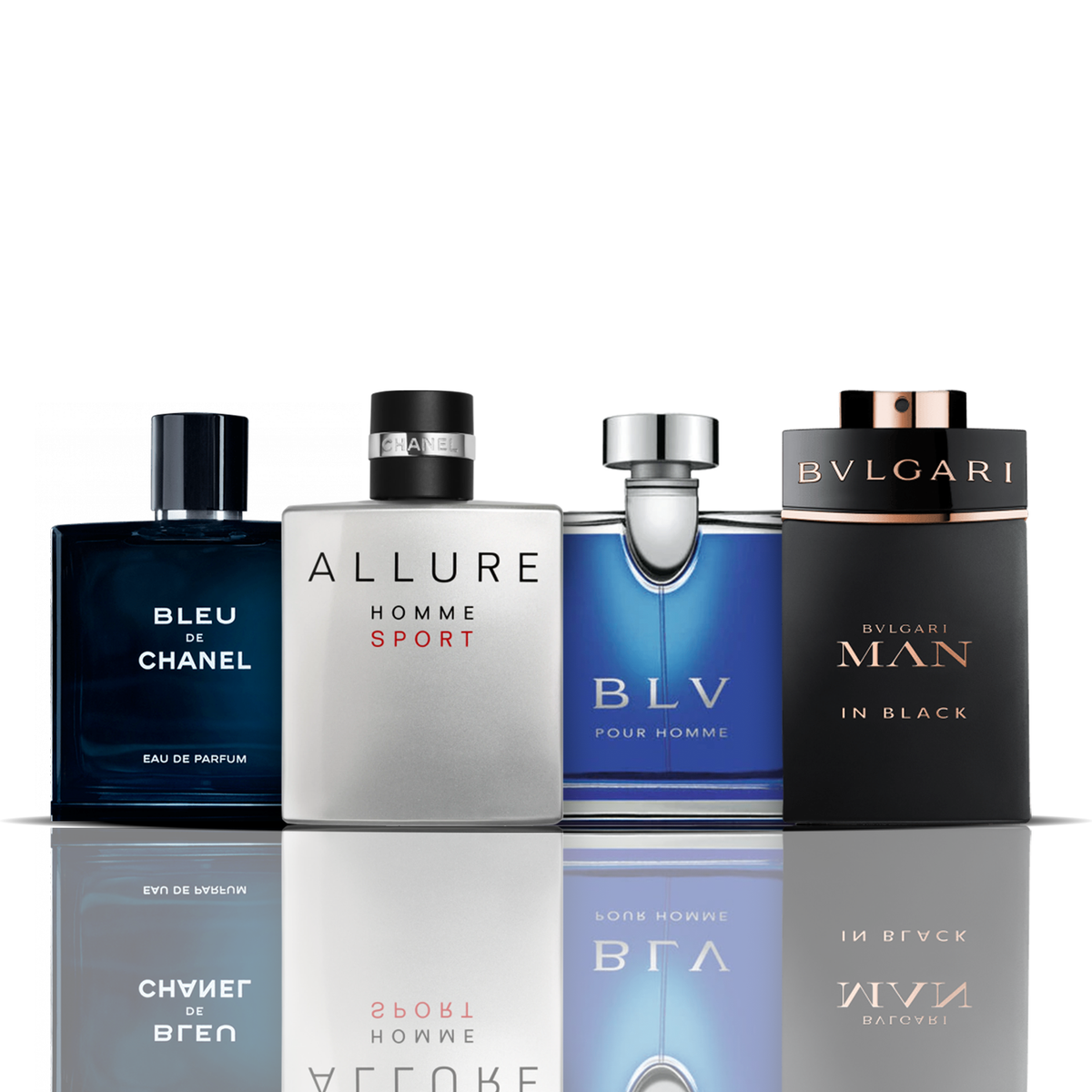 Set de 4 parfumuri | Bleu de Chanel + Allure Sport + BLV + Bvlgari Man in Black 100 ml