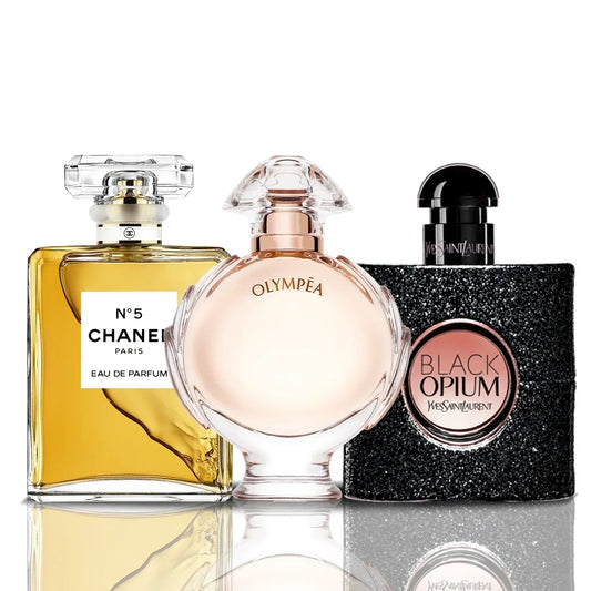 Set de 3 parfumuri | Chanel N°5 + Olympea + Black Opium